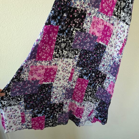 Andrée by Unit Patchwork Floral Maxi Dress Womens Size M Boho Slip Lined Rayon - Picture 6 of 12
